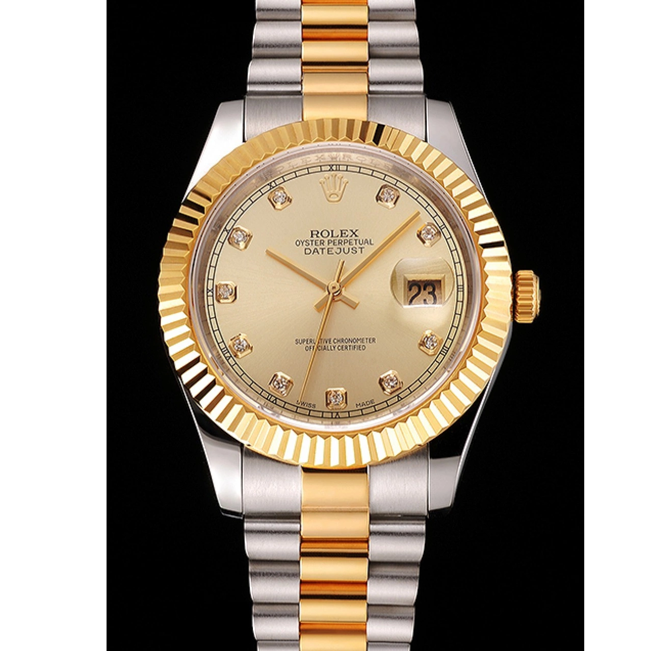 Aaa fake watches Datejust Bracelet Two Gold Case Bezel Tone Swiss Dial And Steel Rolex Stainless 0820